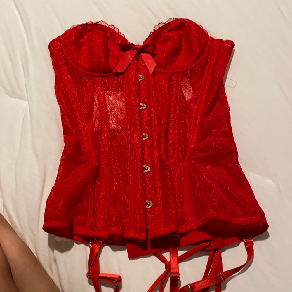 Savage x fenty red corset tie up